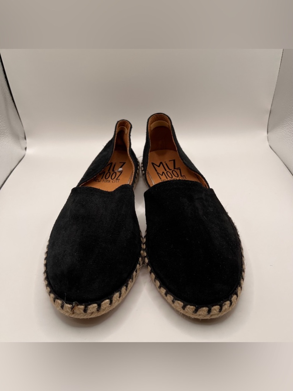 Miz Mooz Suede Espadrille Flats Carmena Black size 40 US 9-9.5 Suede - Picture 3 of 9